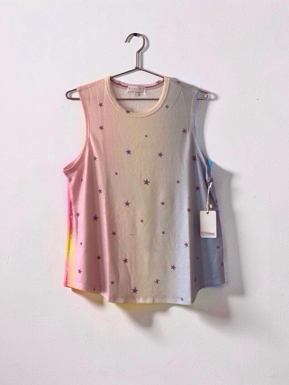 P.J. Salvage, Star Print Ombre Tank Top, Women's Size L, Pastel, Multicolor